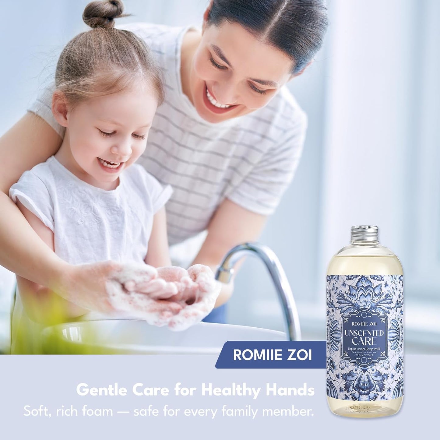 Liquid Hand Soap Refills Gift Set - Unscented Plant-Based Formula | 3 x 26 Fl Oz Bottles for Sensitive Skin