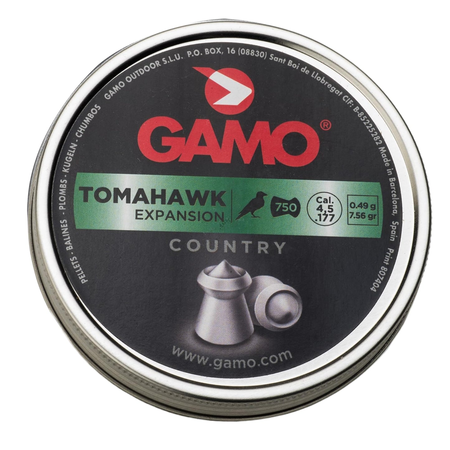 Gamo Tomahawk Hollow Point .177 Caliber Pellets - 7.56 Grain - 750 Count