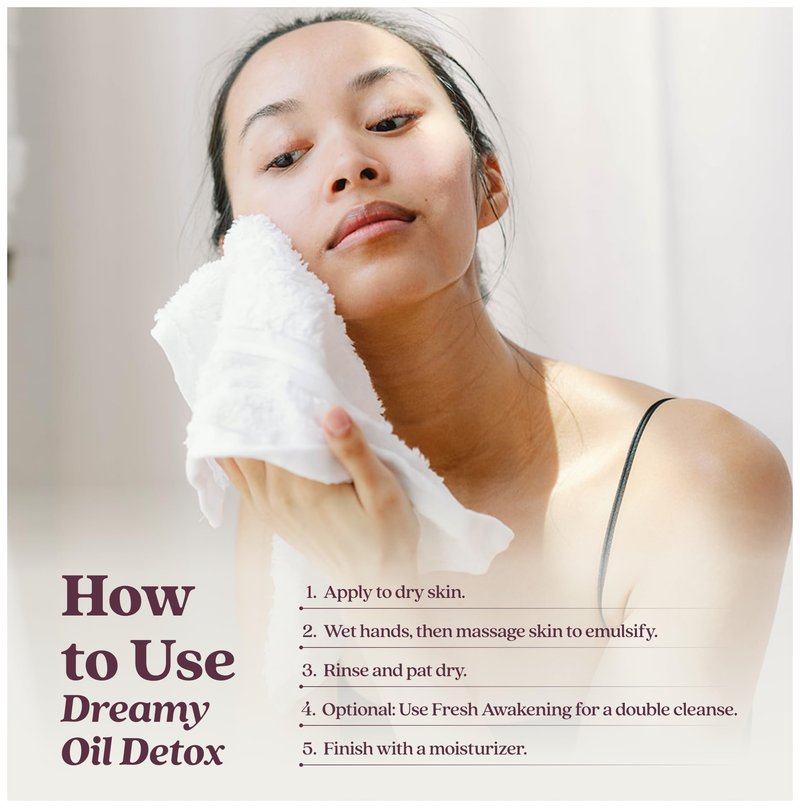Cosmette Dreamy, Deep Pore Cleansing Oil for Sensitive Skin, Vegan Makeup Blackhead Remover & Face Cleanser - Gentle, Hydrating, Natural Skincare, 1.7 FL Oz