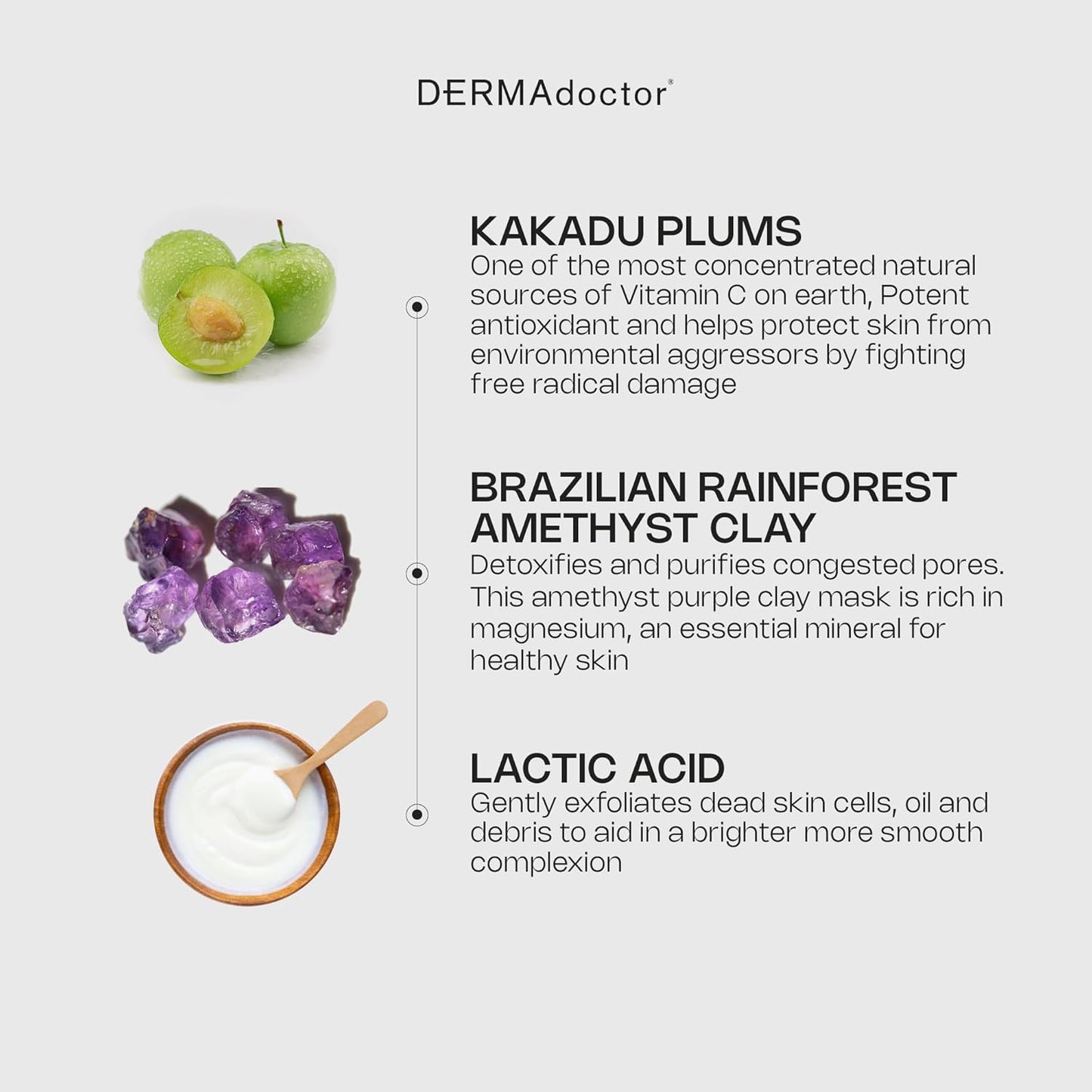 DERMAdoctor Clay Mask - Bentonite & Kaolin Clay Facial Detox | Pore Minimizer, Illuminator - 1.69 oz