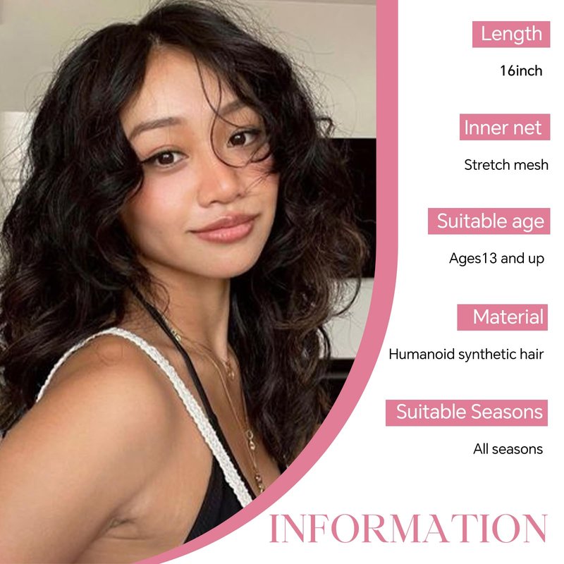 LEEONS Ombre Chestnut Brown Wavy Wig for Women - 16 inch Medium Length, Heat Resistant Synthetic Hair, Middle Part, Natural Look for Daily Use, Party & Halloween