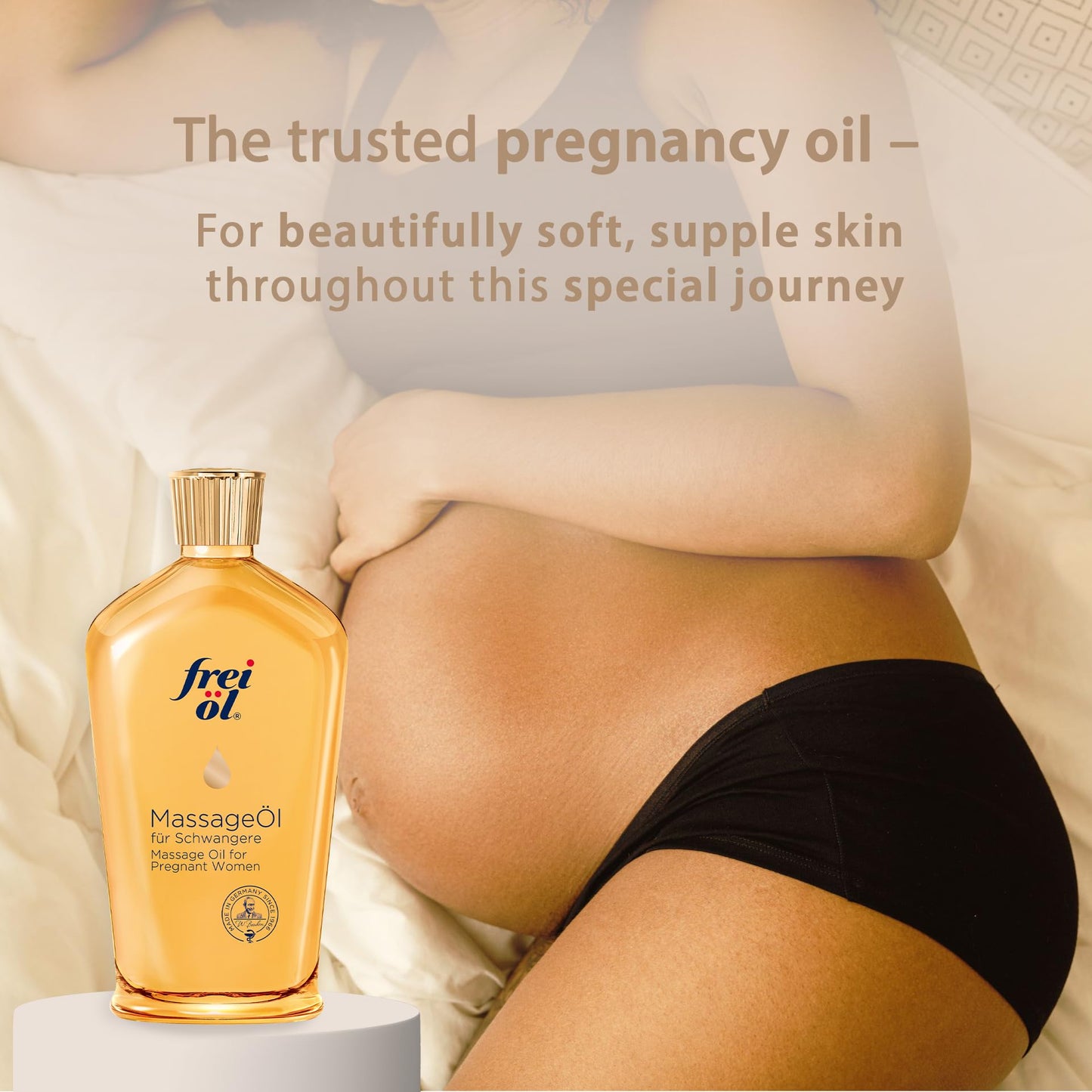 Massage Body Oil for Pregnant Woman – Maternity Skincare Oil, Skin Elasticity Increase by 35% – Prevents Stretch Marks, Safe to use for mom and Baby – Vegan, 200 ml / 6.76 Fl Oz