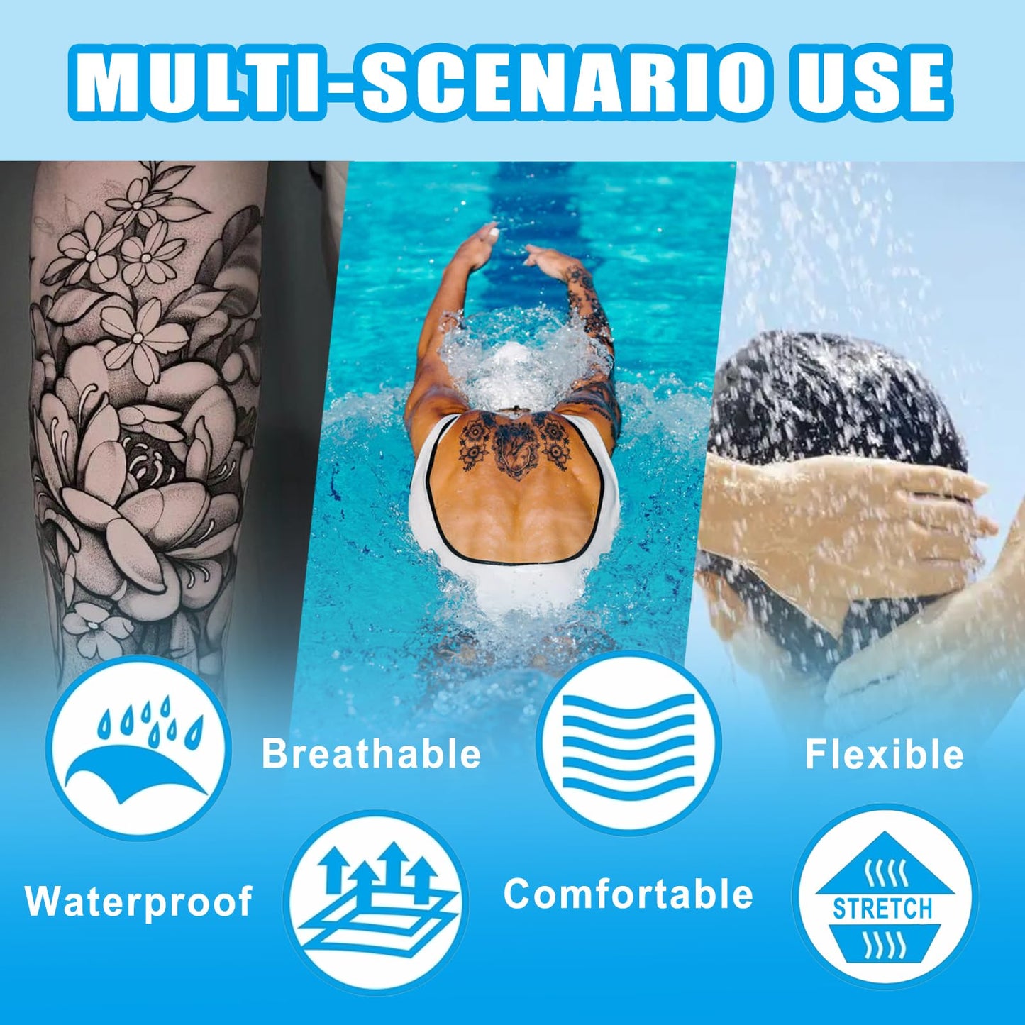 Tattoo Aftercare Bandage - 6'' x 11yard Second Skin Tattoo Bandage Covers Latex-Free Tattooing Bandage Wrap Waterproof Matte Protective Film for Initial Healing Protective and Skin Repair