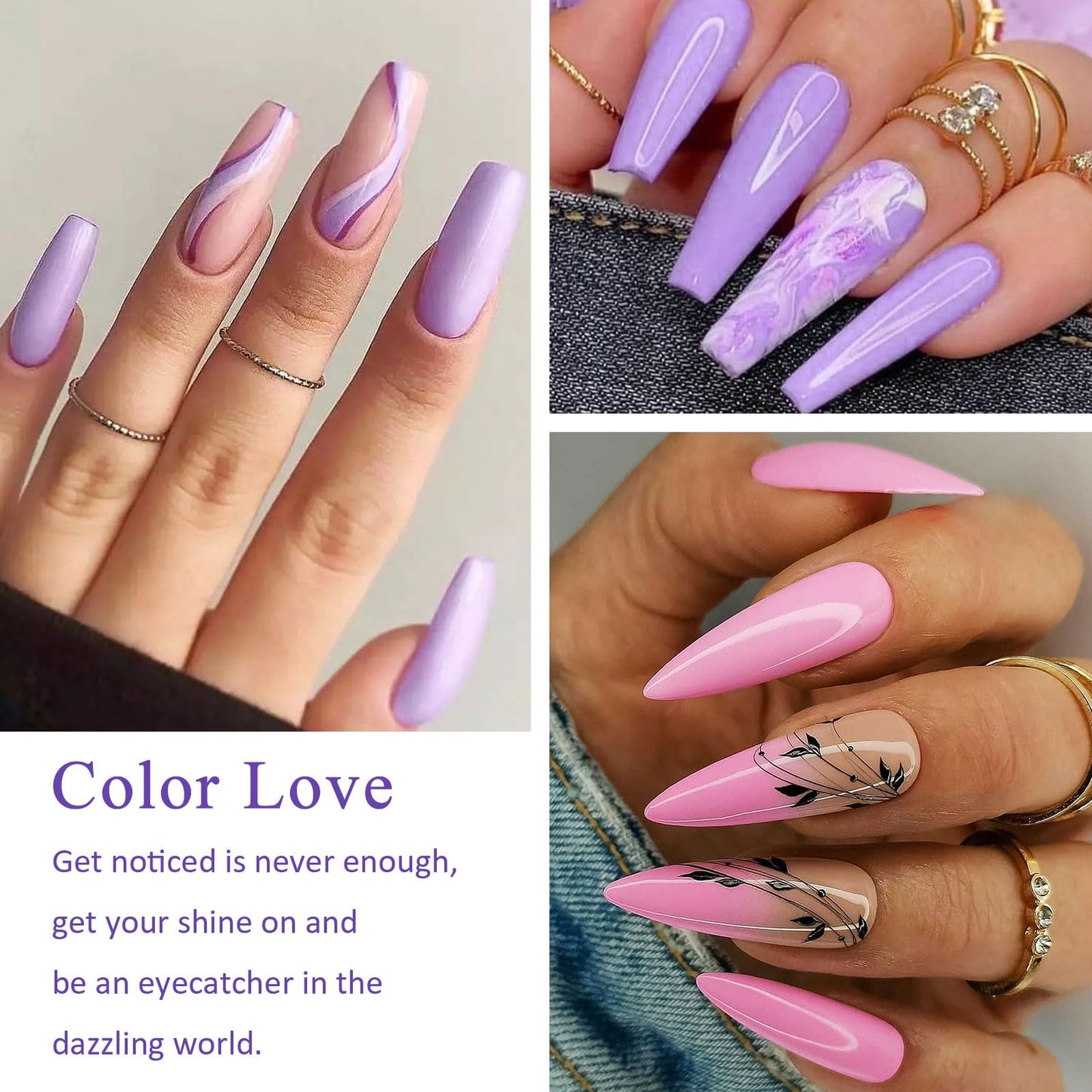 MEET ACROSS Purple Gel Nail Polish Set, 8 Colors Purple Pastel Pink Lavender Gel Polish Soak Off Grape Lilac Violet Gel Nail Art Manicure DIY Salon