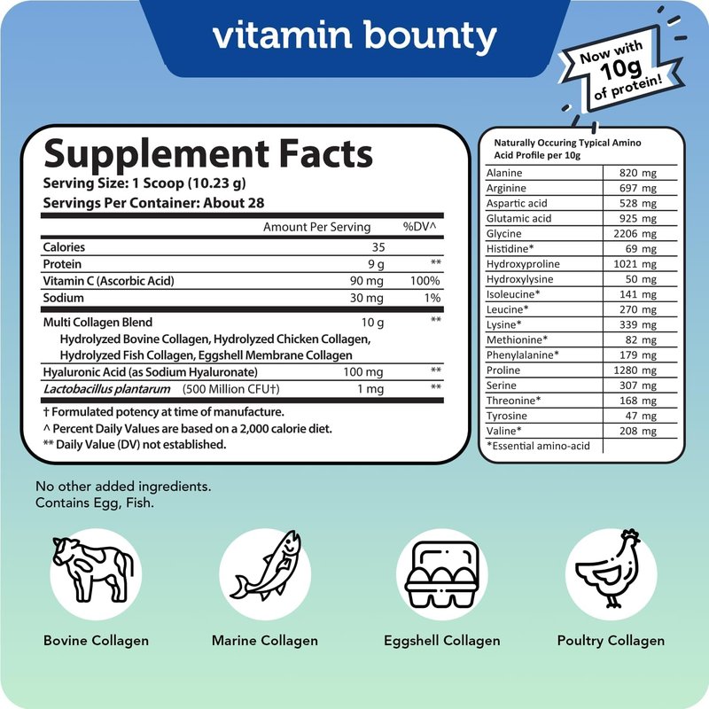 Multi Collagen Peptides Powder for Men & Women | 5 Types Hydrolyzed Collagen Protein with Probiotics & Vitamin C - 28 Servings