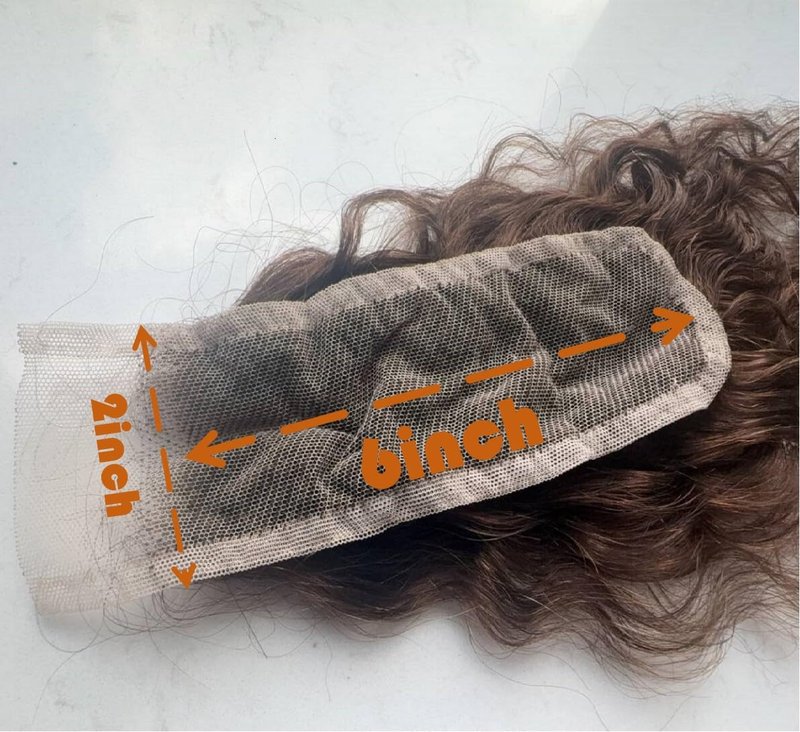 Brown Water Wave 2x6 Lace Closure Top Swiss Lace Water Wave 100% Unprocessed Remy Human Hair Deep Middle Part Curly Closure With Baby Hair Color 4 Chestnut Brown 14 Inch
