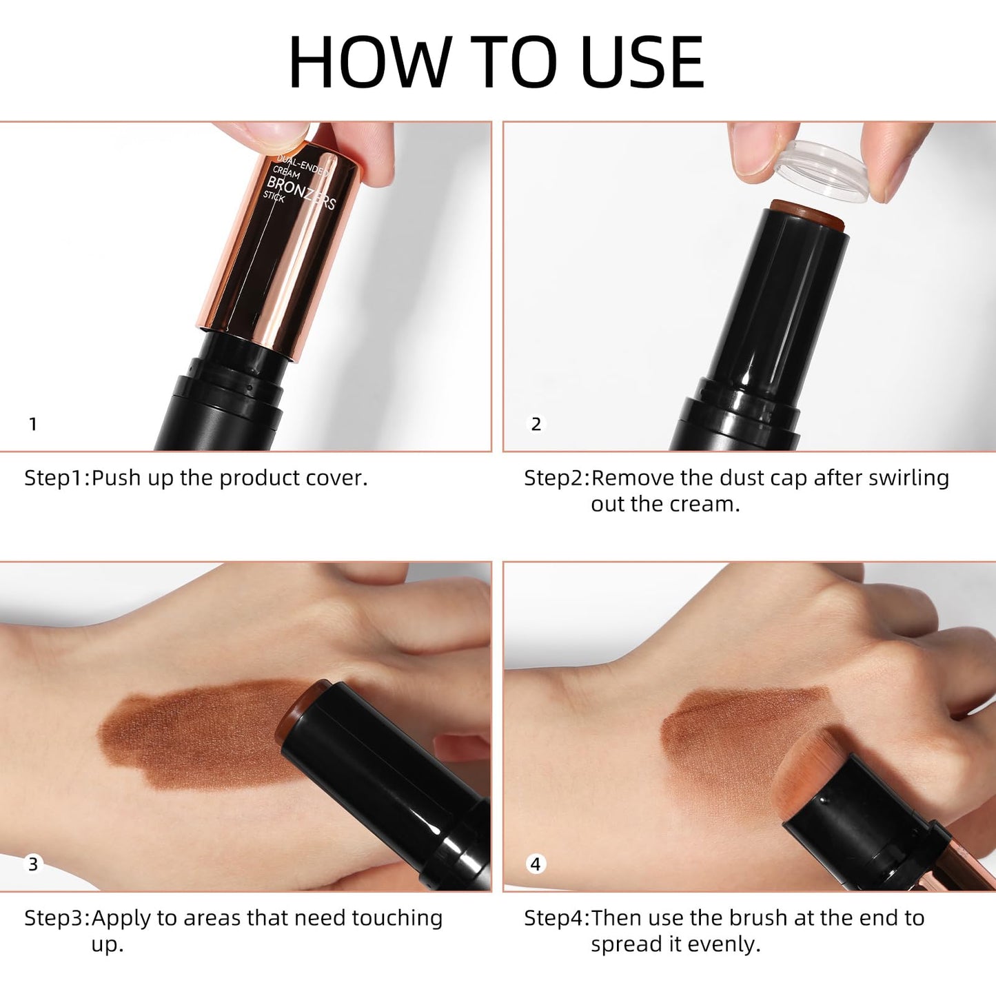 Erinde Cream Contour Bronzer Stick, Natural Finish Contouring Stick, Blendable & Smooth Matte Bronzer Stick, Waterproof & Long Lasting Face Shaping Makeup, 01 Warm Tone