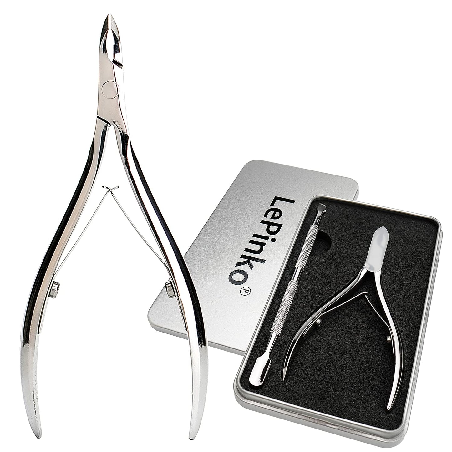 LePinko Salon-Quality Cuticle Trimmer with Cuticle Pusher and Cuticle Scissors Set