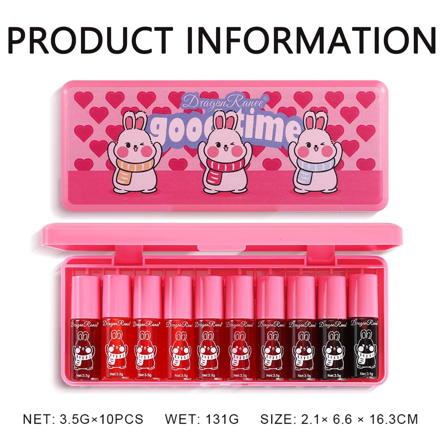 Eakroo 10 Colors Lip Tint Stain, Lip Stain Long Lasting Waterproof, Lip Gloss Set, Korean Lip Tint, Moisturizing Korean Lip Gloss for Women, Lipstick Long Lasting, Lip Gloss Bulk, Kawaii Mini Makeup