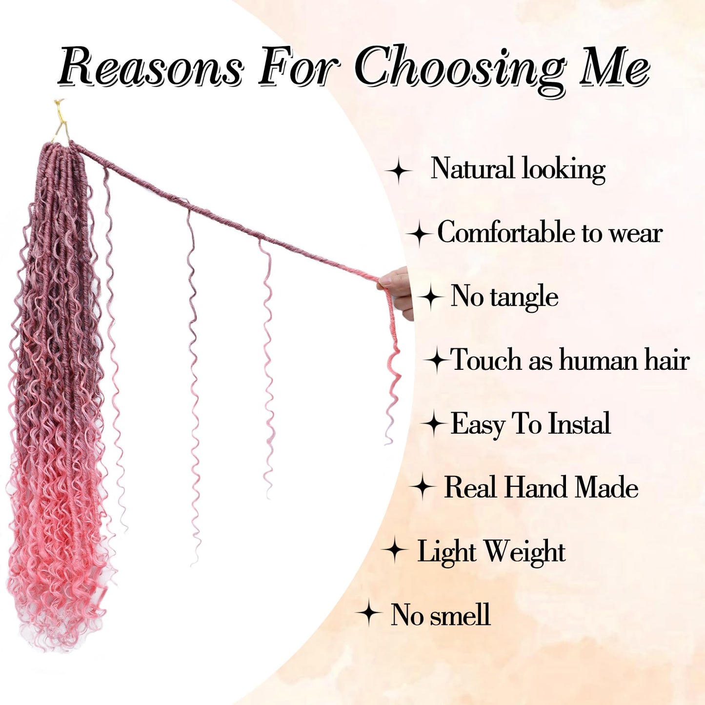 Goddess Locs Crochet Hair for Black Women-30inch Faux Locs Crochet Hair 8 Packs Synthetic Pre-Looped with Curly Ends(8Pack,30inch,TPink)