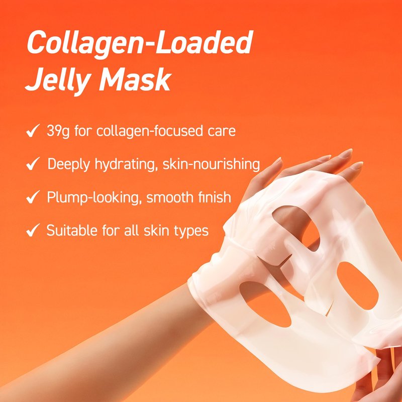 IVOSKIN Collagen Jelly Hydro-bomb Plump Mask, Hydrating 39g x 4ea Real Collagen Mask, Firming and Moisturizing for Glow Skin, Collagen Water over 670,000 ppm
