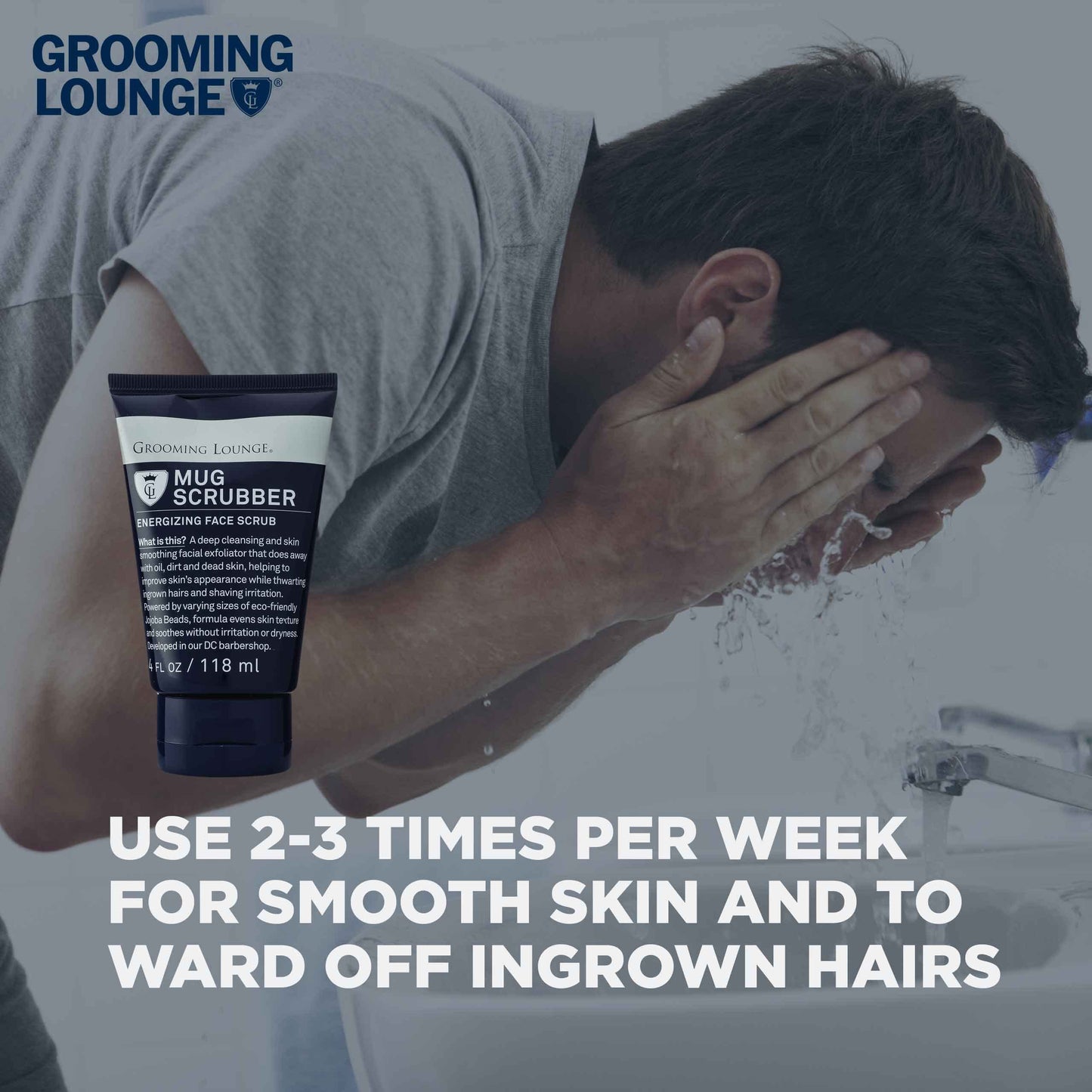 Grooming Lounge Mug Scrubber Face Scrub - Provides Safe and Gentle Exfoliation - Extracts Dug in Dirt and Oil - Uproots Ingrown Hairs - Improves Skin Softness and Appearance - Cruelty Free - 4 oz