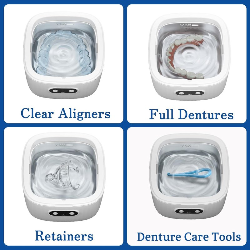 Ultrasonic Retainer Cleaner Machine - 45kHz 250ML Denture & Mouth Guard Cleaner | White