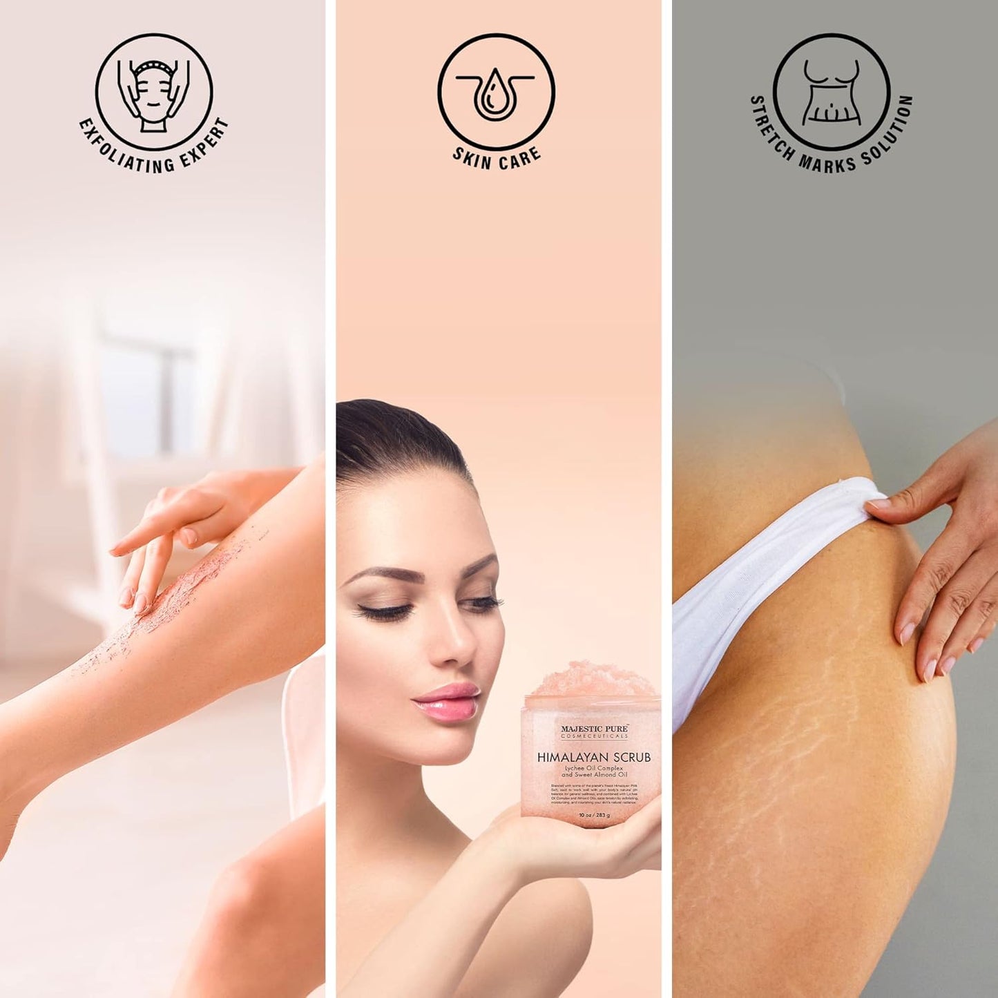 Himalayan Salt Body Scrub with Lychee Oil - Exfoliating & Moisturizing 10 oz