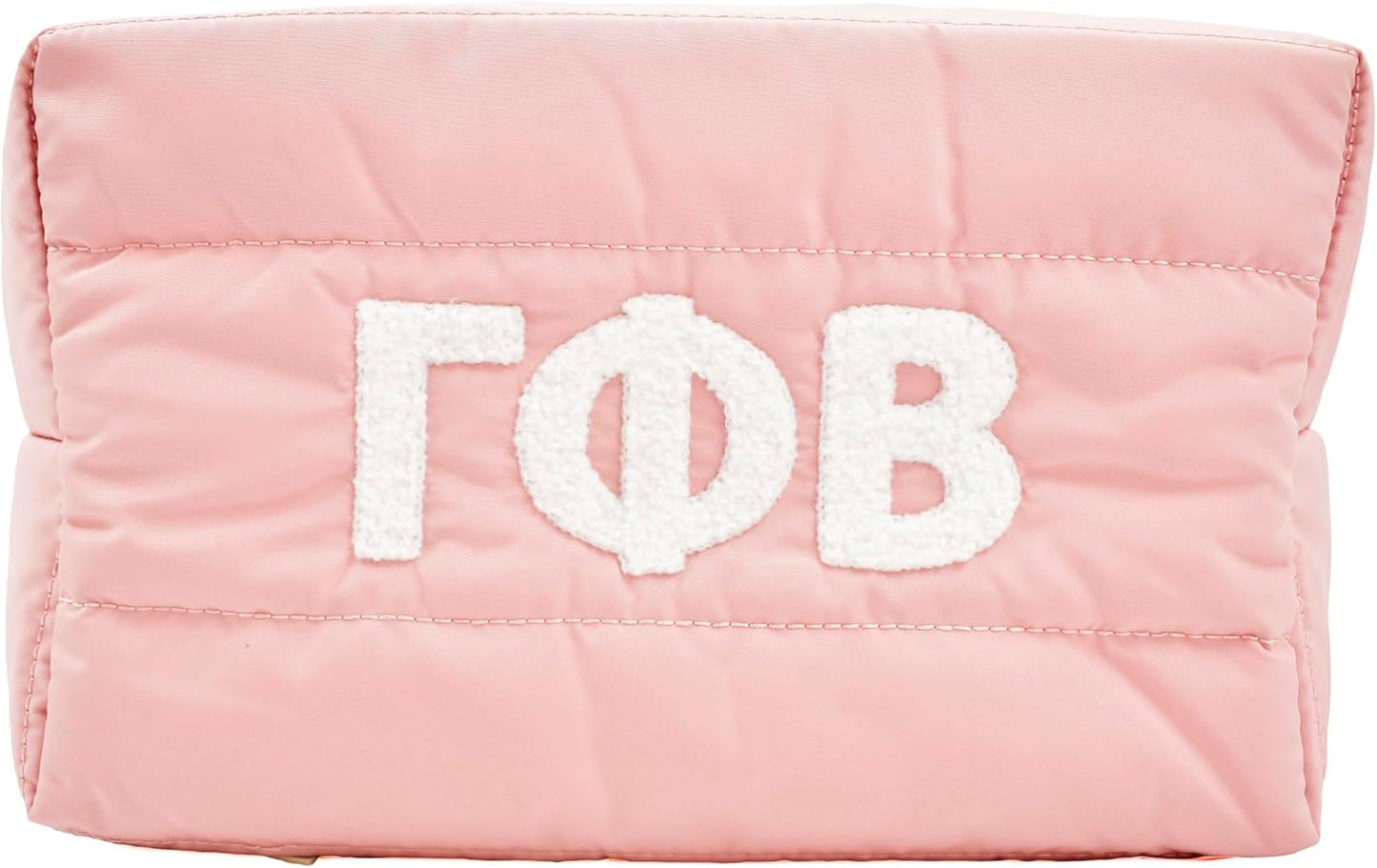 Gamma Phi Beta Makeup Bag - Puffer Style Travel Cosmetic Bag with Zipper Closure | Ideal Sorority Gifts for Women