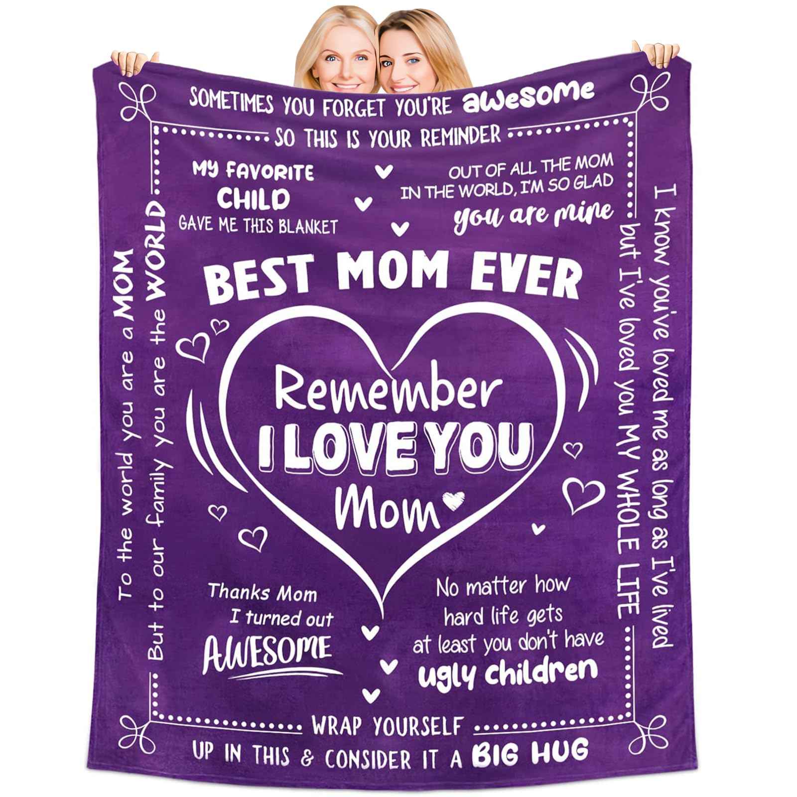 Christmas Gifts for Mom, Thanksgiving Birthday Mothers Day Basket for Mom from Daughter Son, Relaxing Spa Gifts Set with Luxury Flannel Purple Blanket, Great Birthday Mother's Day Ideas for Women