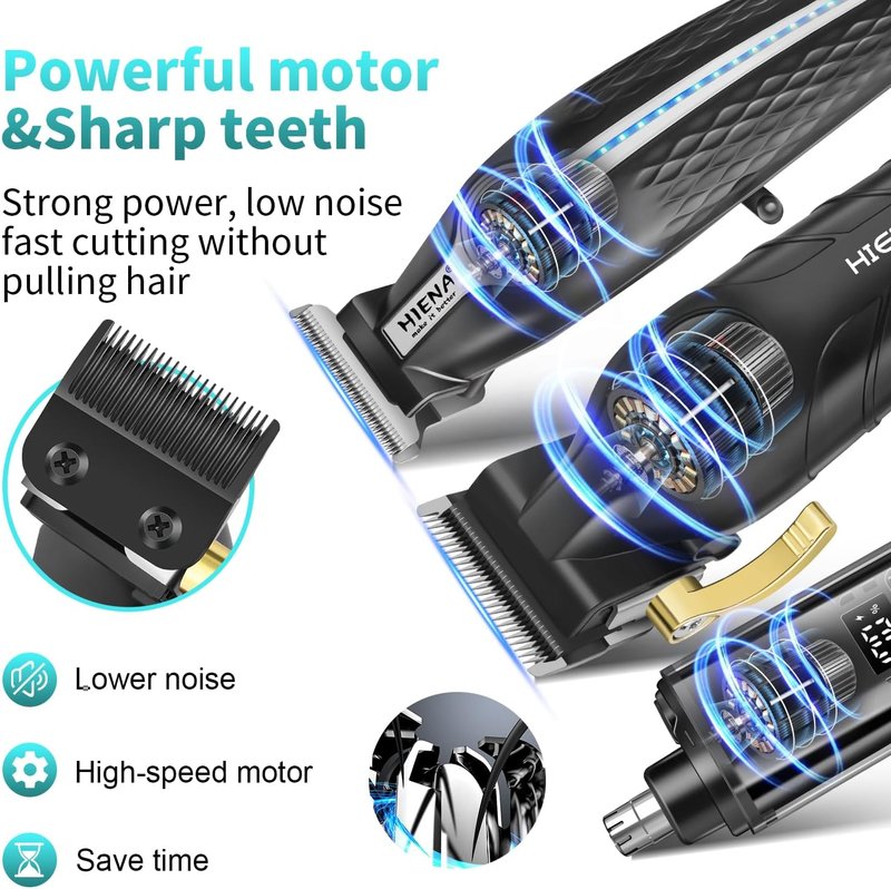Professional Hair Clippers for Men - Electric Barber Clipper Set with LED Display | Silver
