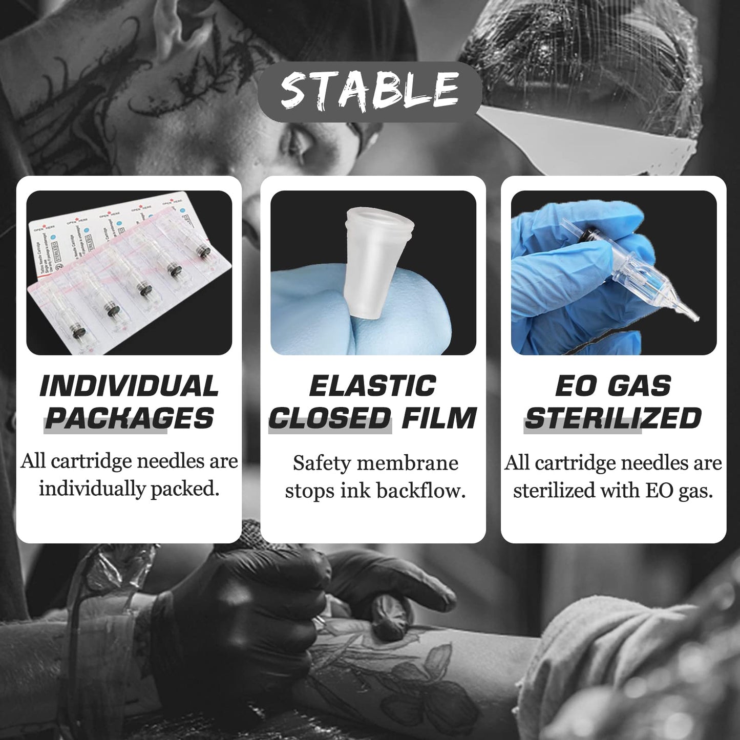 Emalla Tattoo Cartridge Needles - 60Pcs Mixed Size #10 3RL 5RL 7RL 9RL 11RL 14RL #12 5RM 7RM 9RM 11RM 13RM 15RM Round Line Magnum Tattoo Machine Needle Standard Cartridge Needles for Tattoo Kit