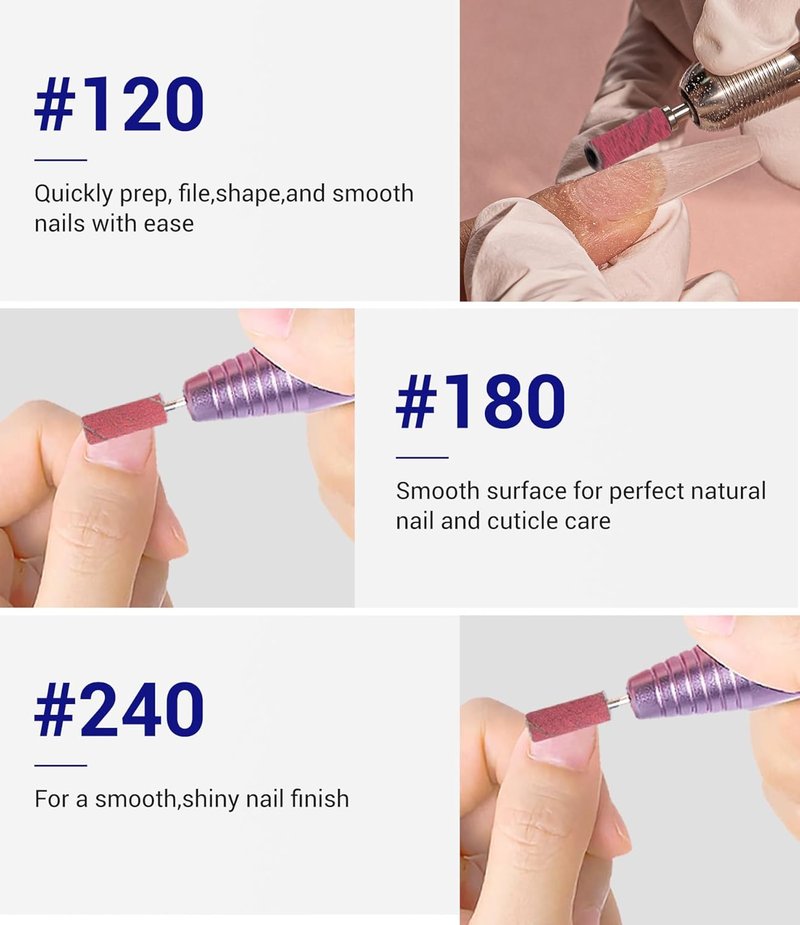 100pcs Small Sanding Bands for Nail Drill | 180 Grit Nail File Attachments with 3.1mm Mandrel Bit - Pink