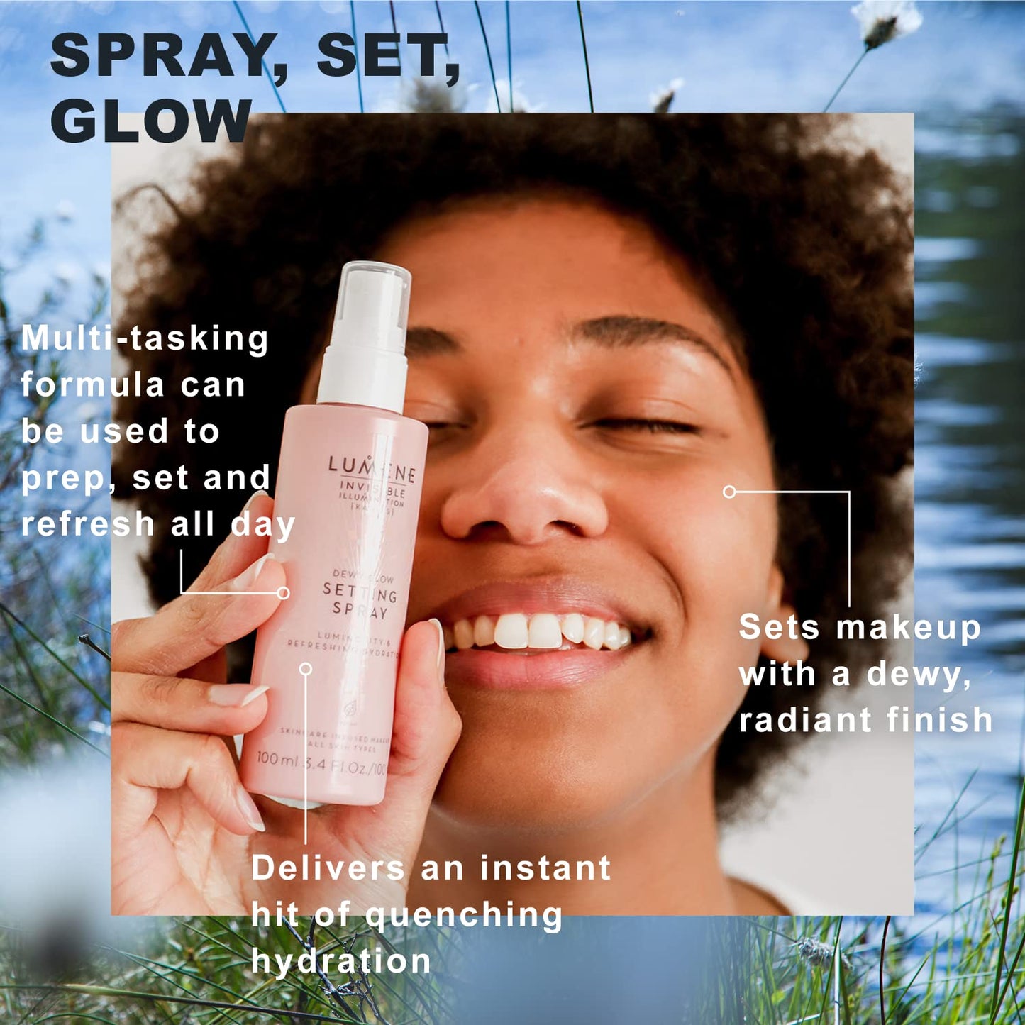 Lumene Invisible Illumination Dewy Glow Setting Spray - Facial Spray for All Skin Types - Makeup Primer & Dewy Setting Spray - Refreshing Face Mist (3.4 fl oz)