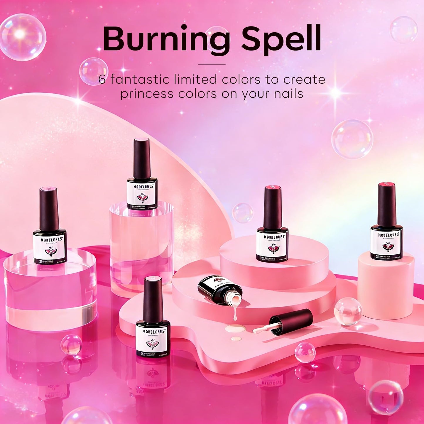 modelones Color Changing Gel Nail Polish Set 6 Colors, Sheer Pink Glitter Temperature Mood Changing Blue Green Orange Gel Polish Soak Off Nail Art Design Kit Manicure Salon DIY Gift