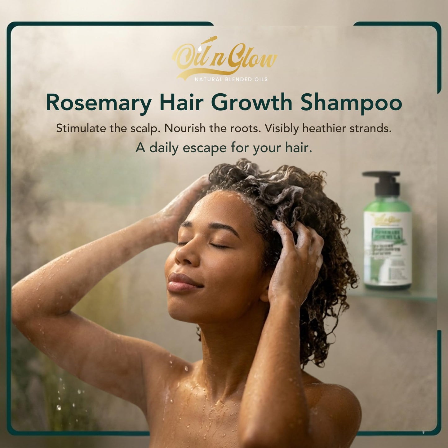 OilnGlow USDA Organic Rosemary Shampoo For Hair Growth For Thickening & Strengthening for Men & Women with Biotin, Scalp DHT Blocker Saw Palmetto For Thinning Hair Loss 10 Fl. Oz- Fragrance Free