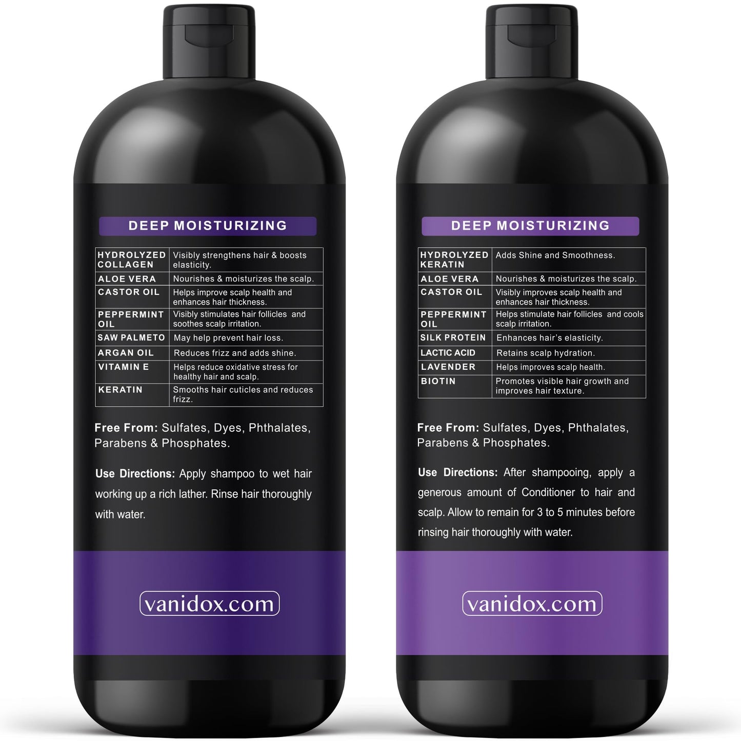 Vanidox Tea Tree Shampoo and Conditioner Set with Lavender and Mint | DHT Blockers | With 100% Pure Tea Tree Oil for Itchy, Dry Scalp | Sulfate & Paraben Free | For Men & Women | 16 fl oz Each
