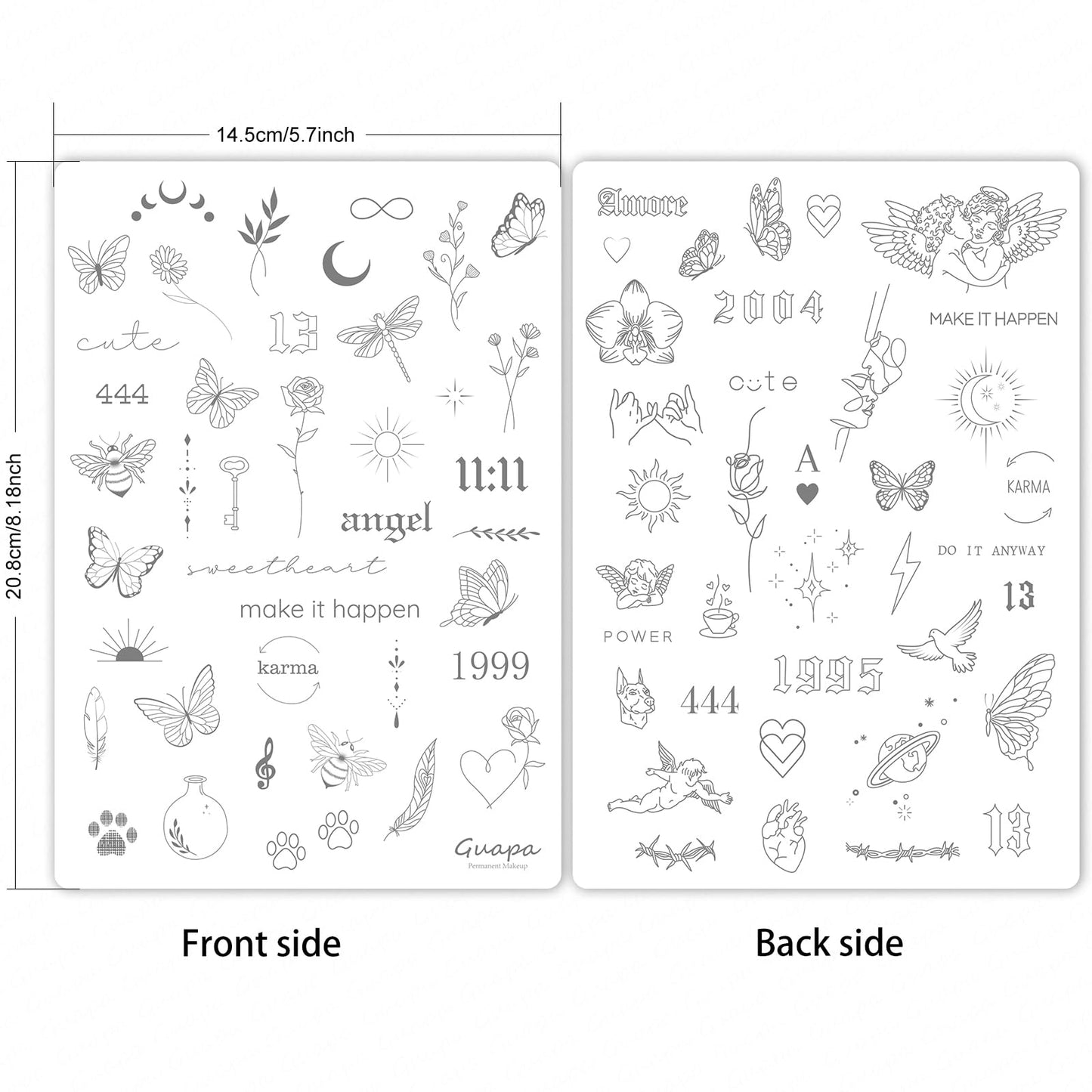 Guapa 3MM Pre-Printed Tattoo Practice Skin – 5.7×8.2"" Thick Silicone Fake Skin for Fine Line Tattoos – Realistic Double-Sided Tattoo Skin for Beginners & Artists (White 3PCS and pink 3PCS)