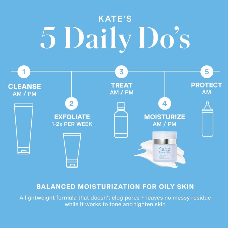 Kate Somerville Oil Free Moisturizer – Clinically Formulated Face Cream for Oily Skin, Lightweight, and Hydrating Daily Oil Control, 1.7 Fl Oz