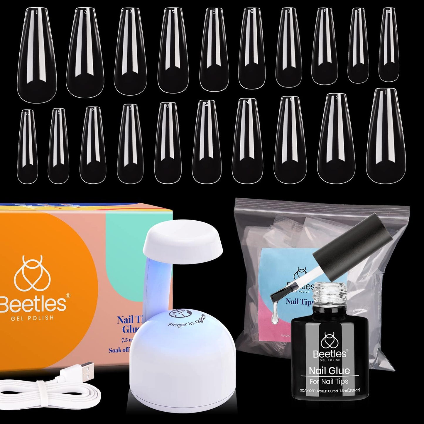 beetles Gel Polish Nail Set 6 Colors Nude Pink Peach Brown Kit Soak Off Led Lamp with Nail Extension Set with 500Pcs Soft Nail Tips Coffin Shape 2 In 1 Nail Glue Base Gel and Led Lamp Easy Diy Kit