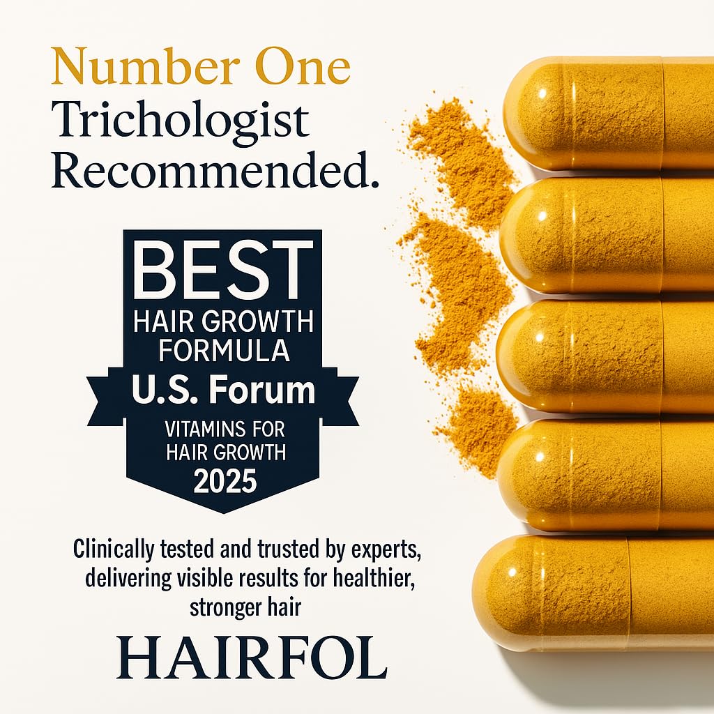 Hairfol Men's Hair Growth Supplement – Clinically Tested Hair Growth Vitamins for Men, Thicker Hair & Scalp Coverage, Hair Regrowth Support for Men – Stronger, Fuller Hair – 1 Month Supply