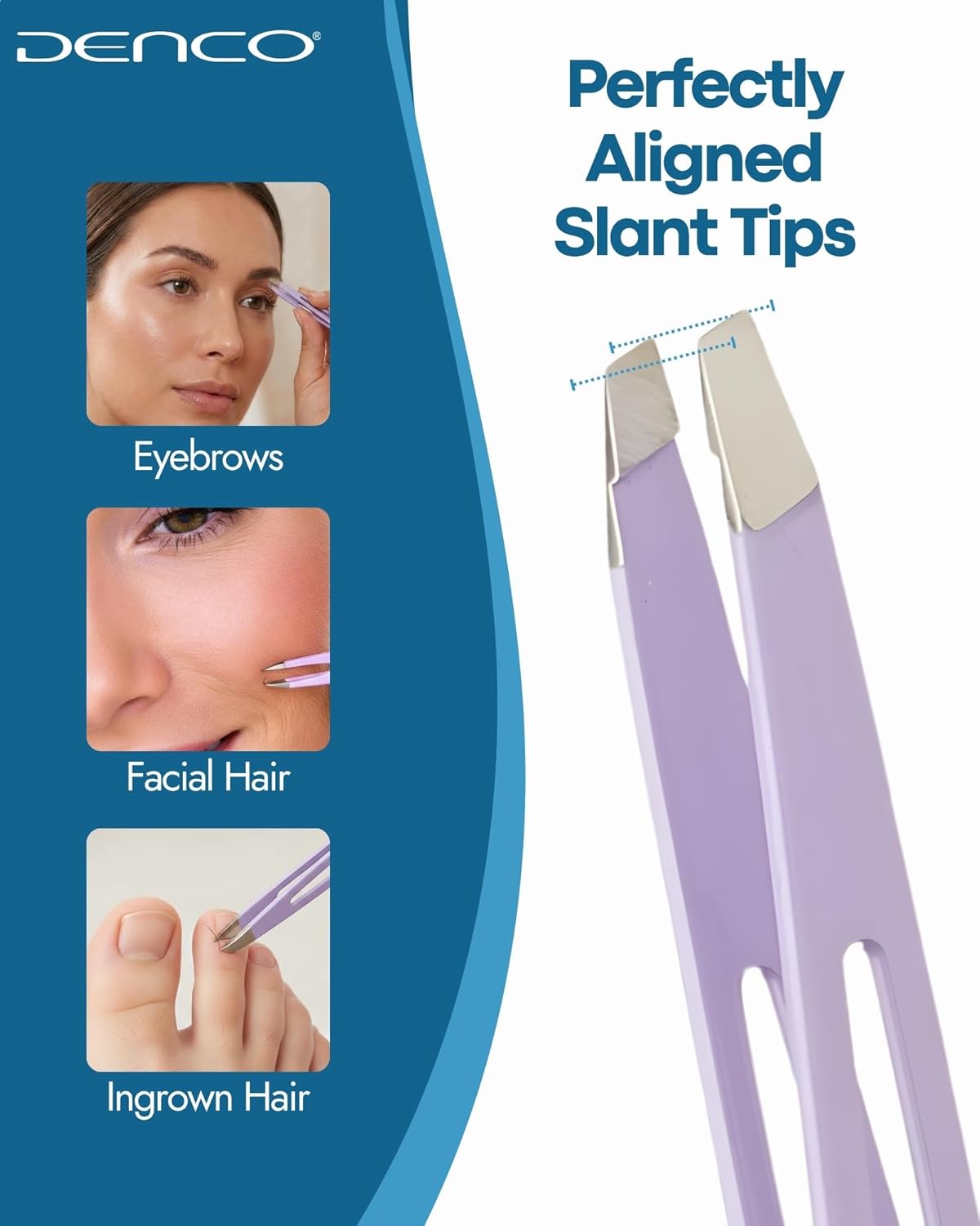 Aero Tweeze Slant Tip Tweezers - Precision Stainless Steel Eyebrow Tweezers for Shaping & Hair Removal | Lightweight Design with Pouch