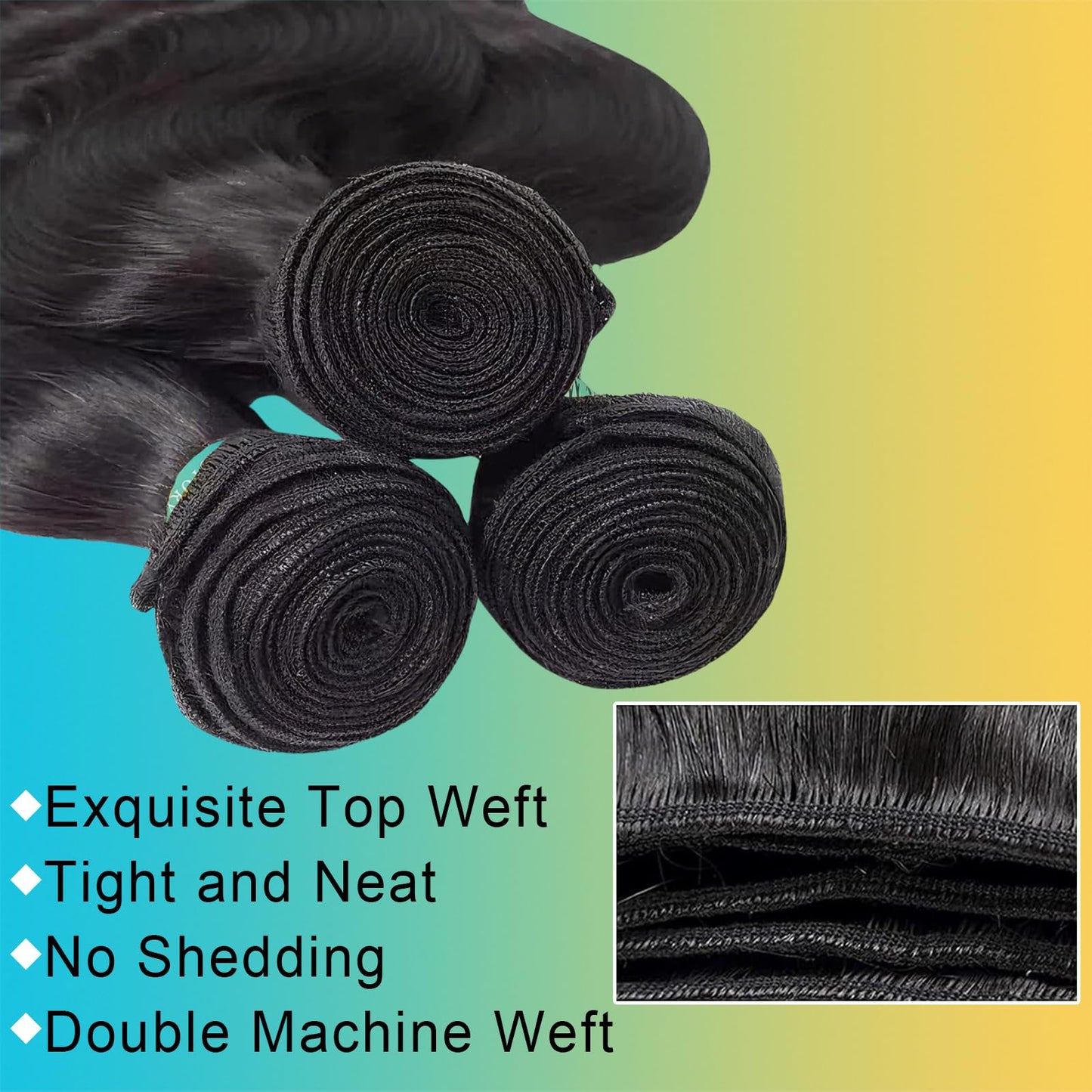 AnJudyReid 12A Human Hair Bundles 10 12 14Inch Body Wave Bundles Human Hair 100% Unprocessed Brazilian Virgin Hair 3 Bundles Human Hair Extensions Natural Black Color