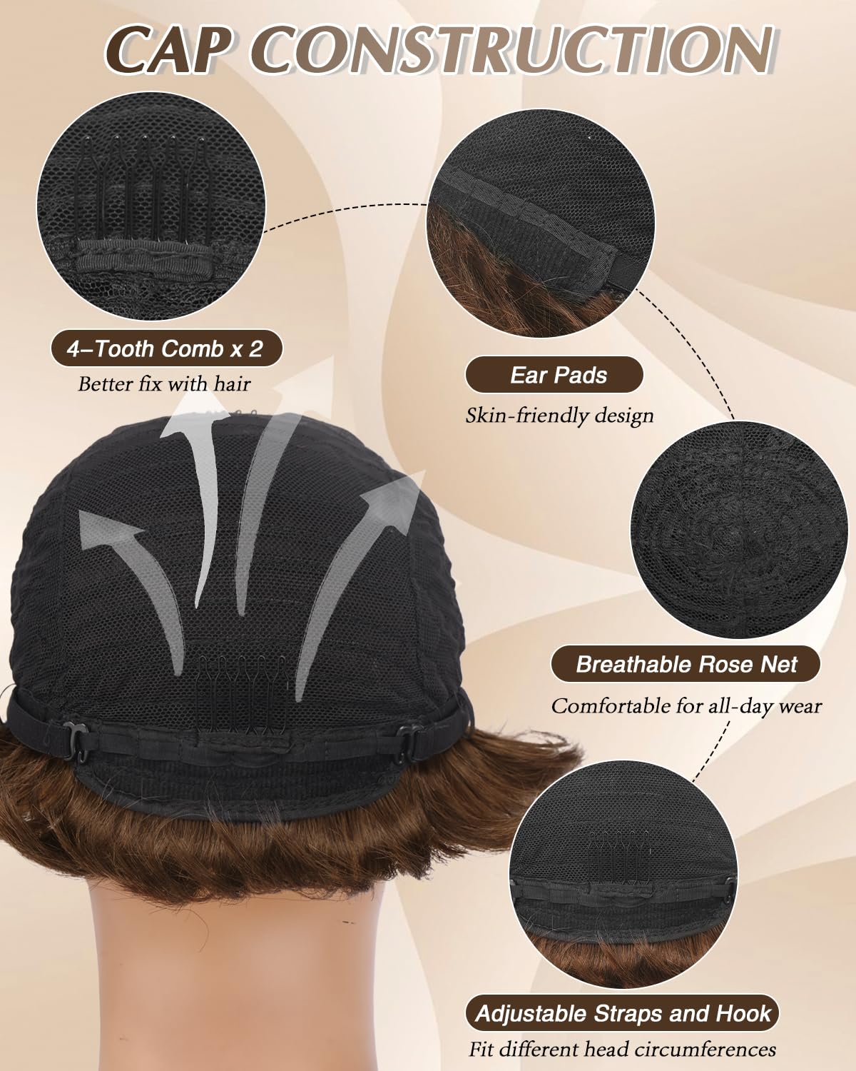 Pixie Cut Wig - Human Hair Short Wig with Bangs for Black Women | Natural Black Glueless Layered Style
