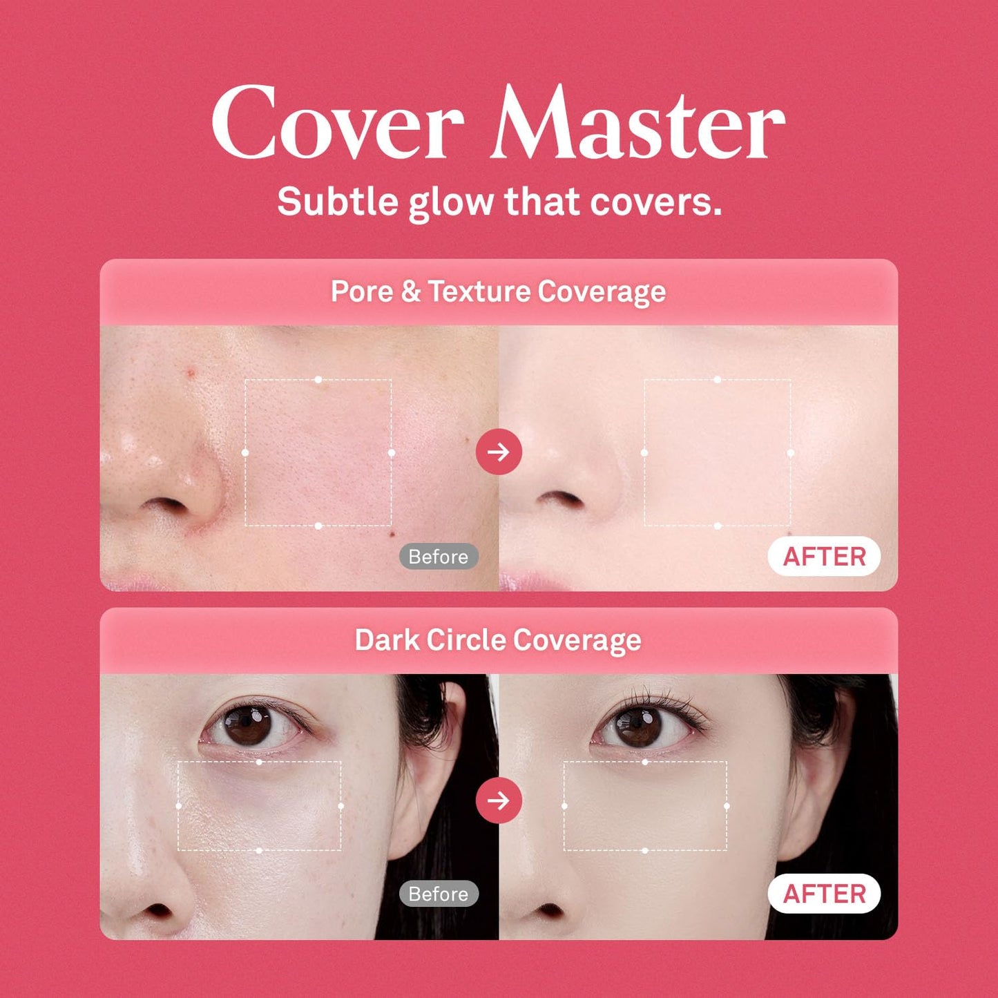 HINCE Cover Master Pink Cushion - Lightweight, High Coverage, 72H Long Lasting Cushion Foundation, Glow&Matte Hybrid, 0.38 fl.oz. (NATURAL, 22)