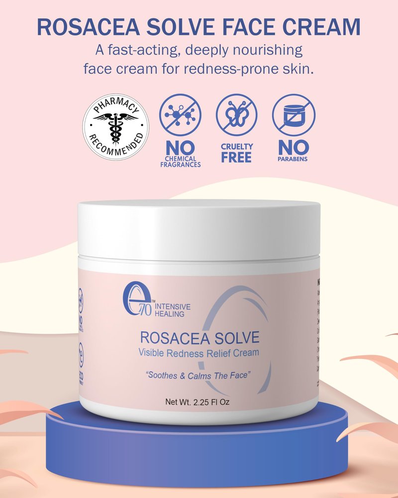 e70 Rosacea Treatment for Face Skincare Cream for Women & Men (Pack of 1) - Gentle Moisturizer Redness Reducing Skin Care - with Aloe Vera & Hyaluronic Acid - Day-Night, Made in USA (2.25 fl. oz.)