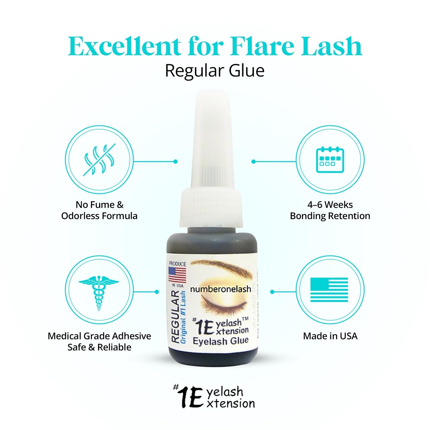 #1 Eyelash Extension Regular Eyelash Glue - Professional Lash Glue for Individual Flare Lashes, False Eyelash Adhesives - Long Lasting Waterproof Black, 4-5 Sec Dry, Licensed Use 10ml
