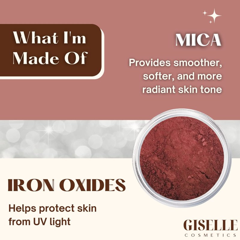 Giselle Cosmetics Red Hawaii Matte Blush Makeup Mineral Makeup Pure Talc Free Minerals Matte Loose Face Makeup Powder Blush for Cheeks 5 Gram Travel Size