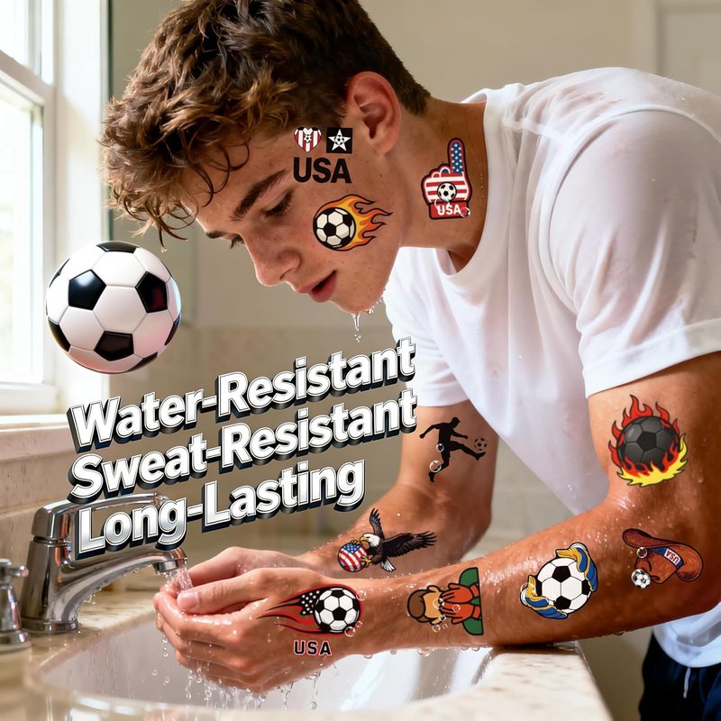 Temporary Soccer Tattoos Set - 100 Premium Football Designs, Easy Application for Parties & Events