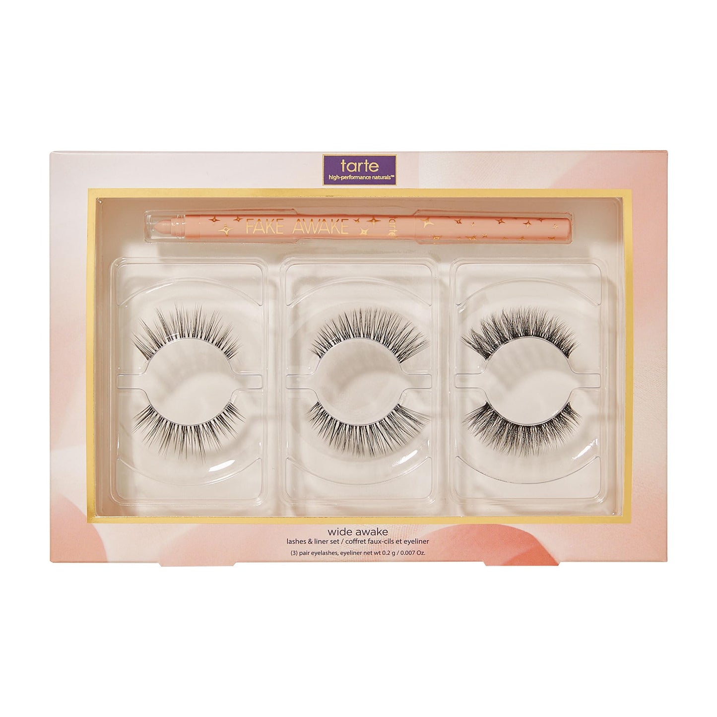 tarte wide awake falsies trio & fake awake eyeliner set – Nude – Full Size – Lashes with Natural Lightweight Volume & Eye Gel Liner Pencil, Vegan & Cruelty-Free