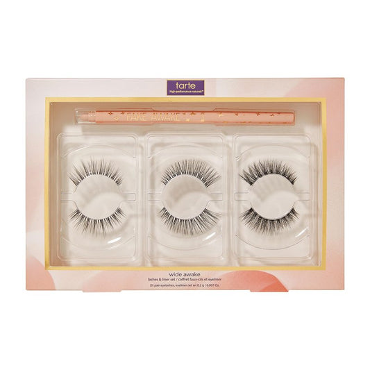 tarte wide awake falsies trio & fake awake eyeliner set – Nude – Full Size – Lashes with Natural Lightweight Volume & Eye Gel Liner Pencil, Vegan & Cruelty-Free