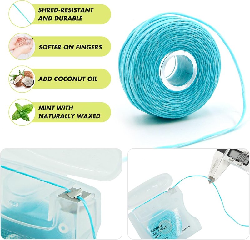 Coconut Oil Infused Woven Dental Floss - Vegan, Cruelty-Free, Mint Scent | 4 Month Supply (33 Yds x 2 Units)
