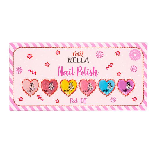 MISS NELLA SUMMER SPARKLE Varnish set- Pink, Purple, Coral, Yellow, Baby pink, Blue Peel Off kids Nail Polish