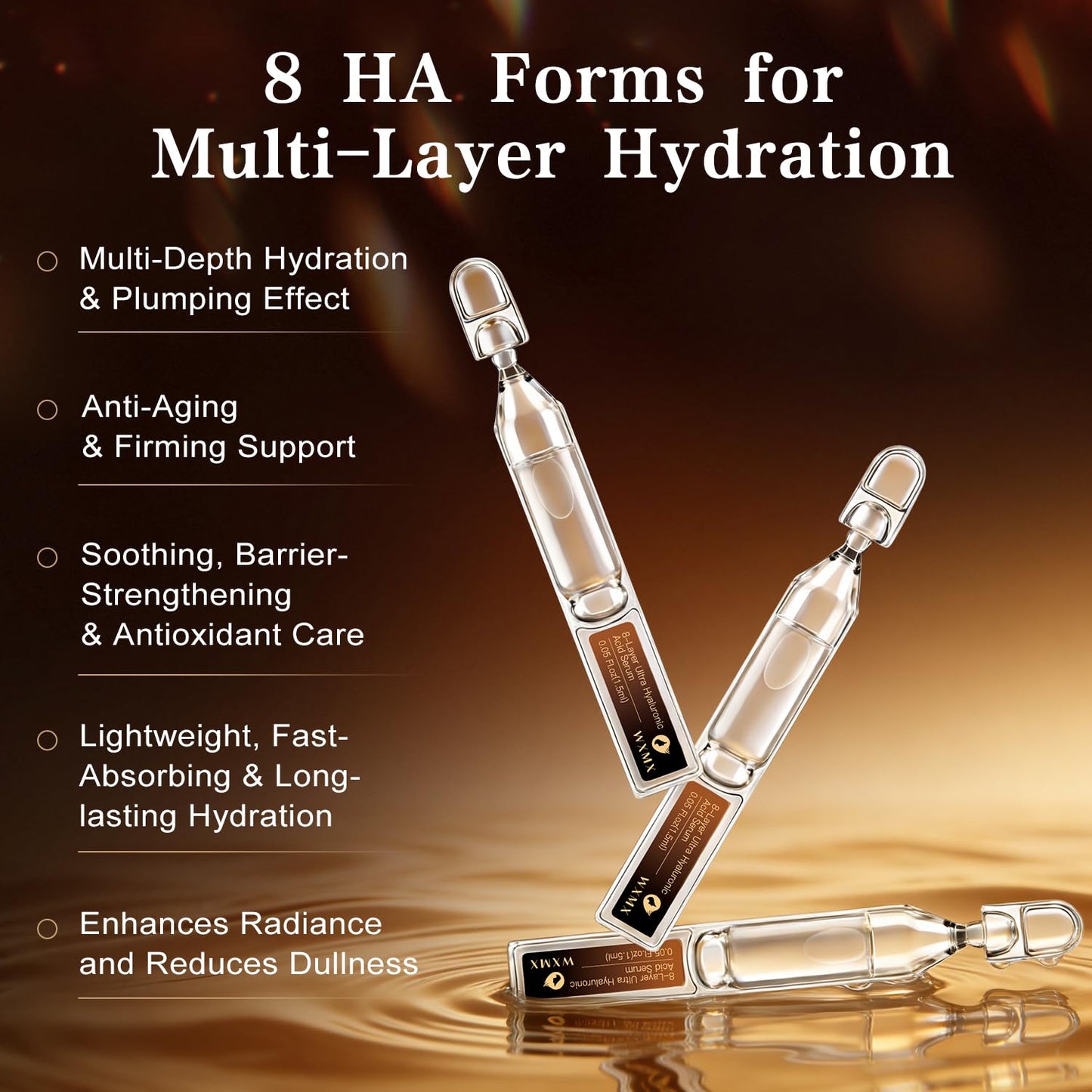 Ultra Hyaluronic Acid Serum for face with 8 Types of HA - 80,000 ppm HA Complex, Matrixyl 3000, Collagen Tri- Complex & Peptides, Multi-Layer Hydration Anti-Aging Face Serum