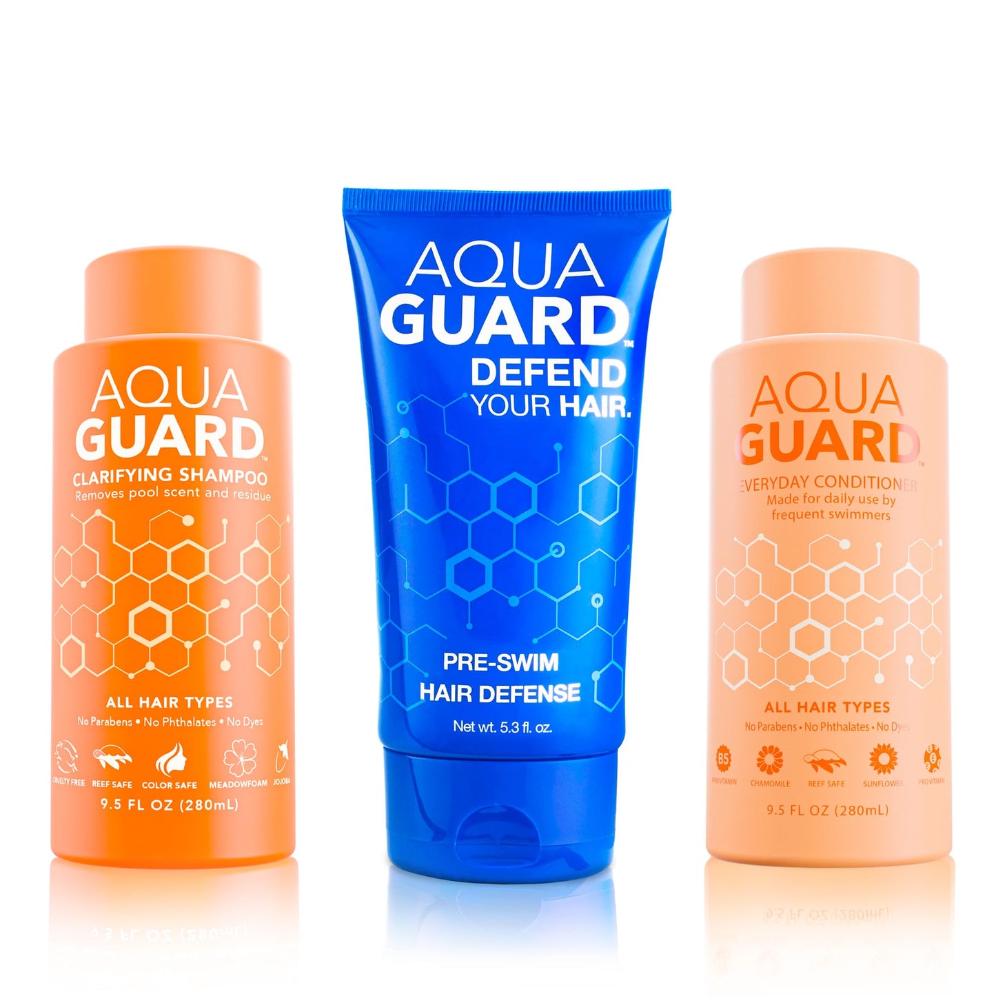 AQUA GUARD Swimmers Essential Hair Protection Bundle | Prevents Chlorine Damage + Softens Hair While Swimming | Color Safe, Leaves Hair Smelling Great | Made in California