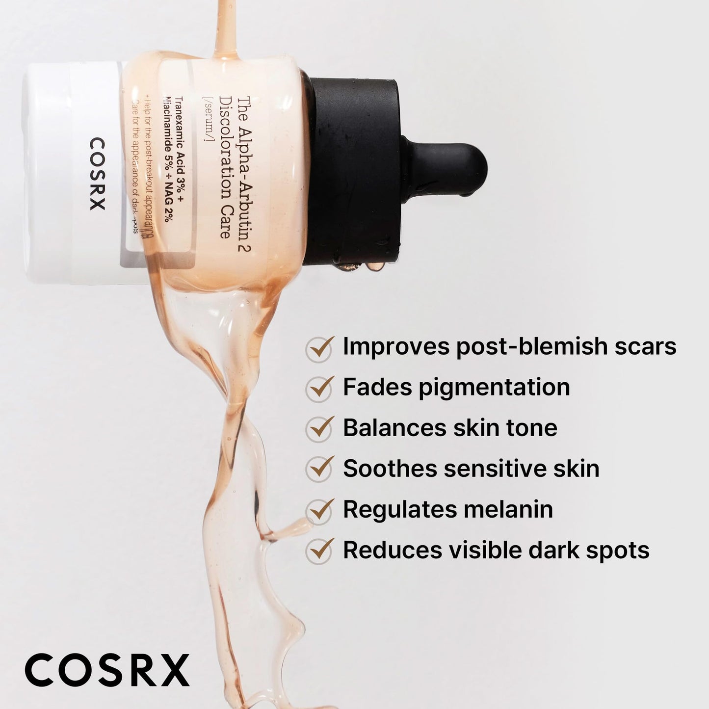 COSRX 2% Alpha Arbutin Discoloration Care Serum + Advanced Snail Mucin Glass Glow Hydrogel Masks