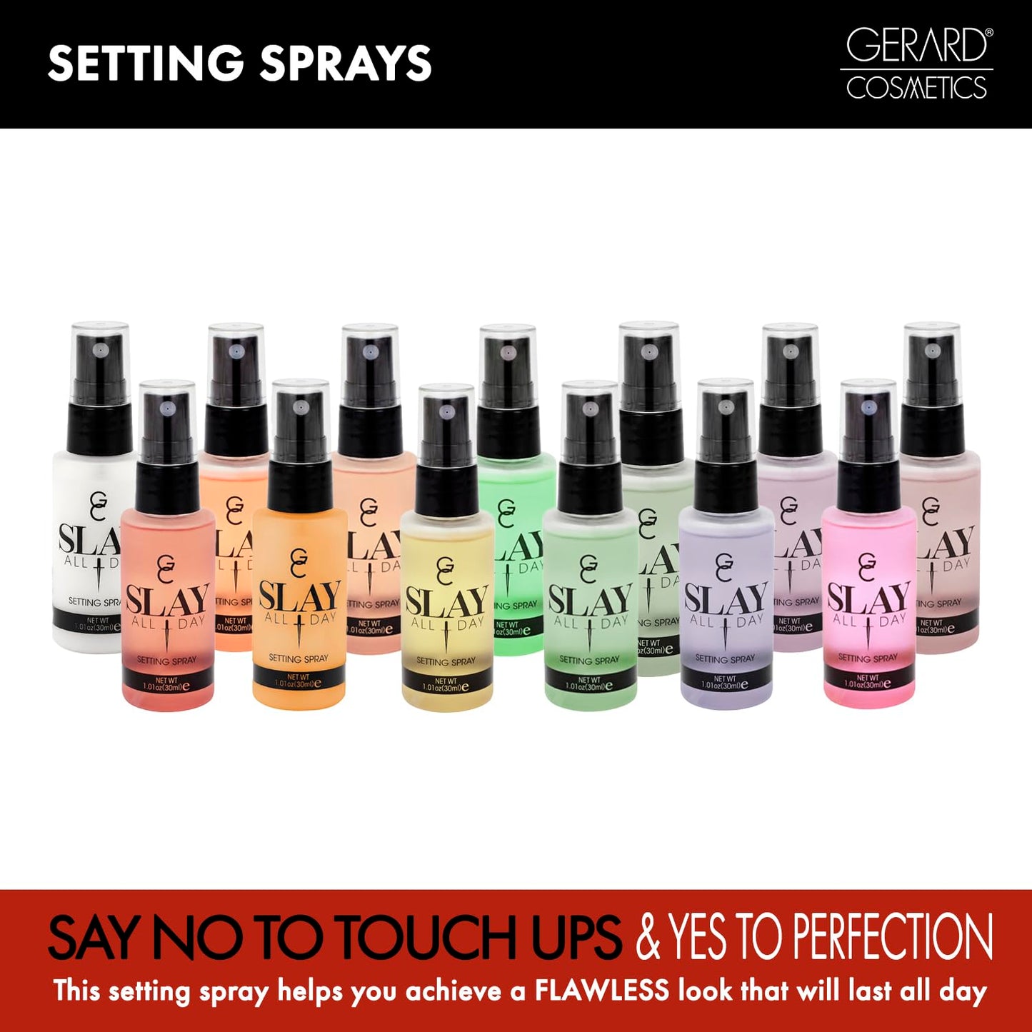 Slay All Day Setting Spray - Garden Party Set by Gerard Cosmetic for Women - 3 Pc 1.01oz Peach, 1.01 Lemongrass, 1.01oz Green Tea