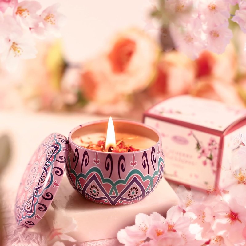 Bath and Body Gift Set for Women - Luxurious Japanese Cherry Blossom Spa Essentials | 7-Piece Set with Shower Gel, Lotion, Bath Oil, Salt, Soap, Bombs & Candle