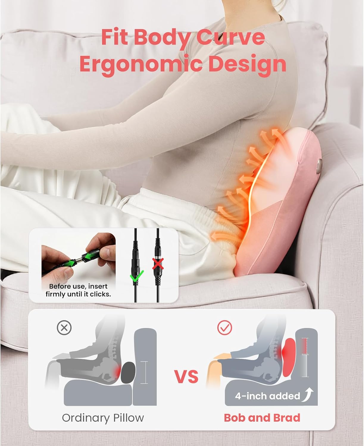 Back Massager with Heat - Deep Tissue Shiatsu Massage Pillow for Pain Relief | Soothing Muscle Tension Relief