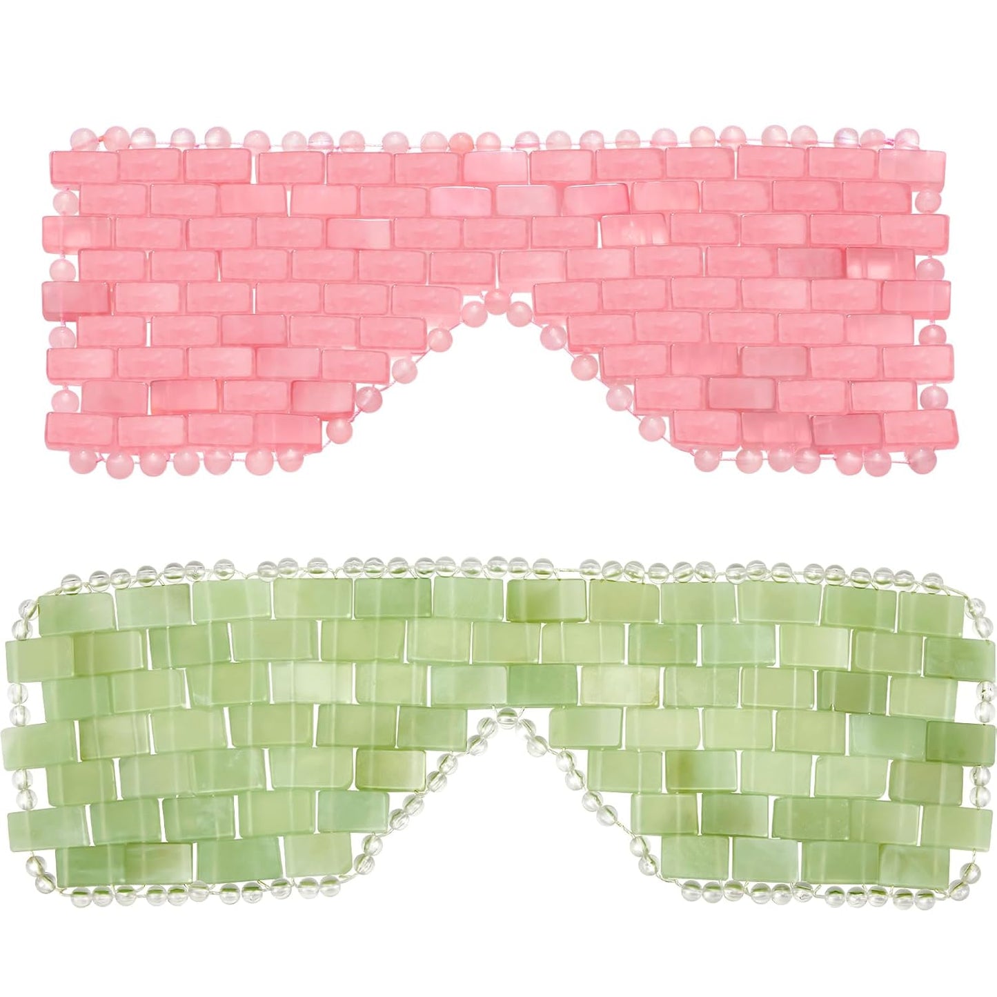 Jade Eye Mask Set - Rose Green Jade Stone Cooling Masks for Puffiness Relief & Relaxation | Facial Massage